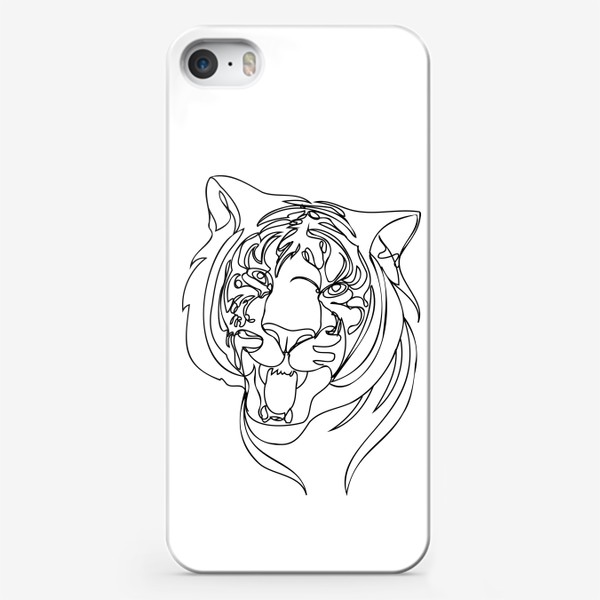 Чехол iPhone «Портрет тигра лайн арт стиль»