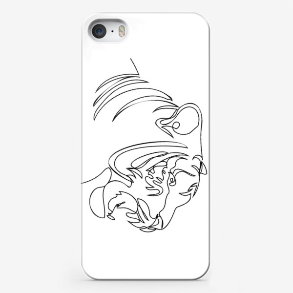 Чехол iPhone «Оскал тигра в профиль лайн арт стиль»