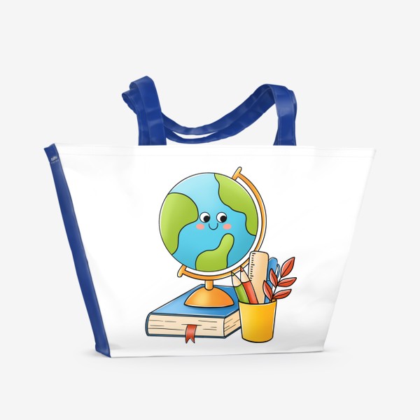Пляжная сумка «Глобус и книга (1 сентября, школа, осень)»