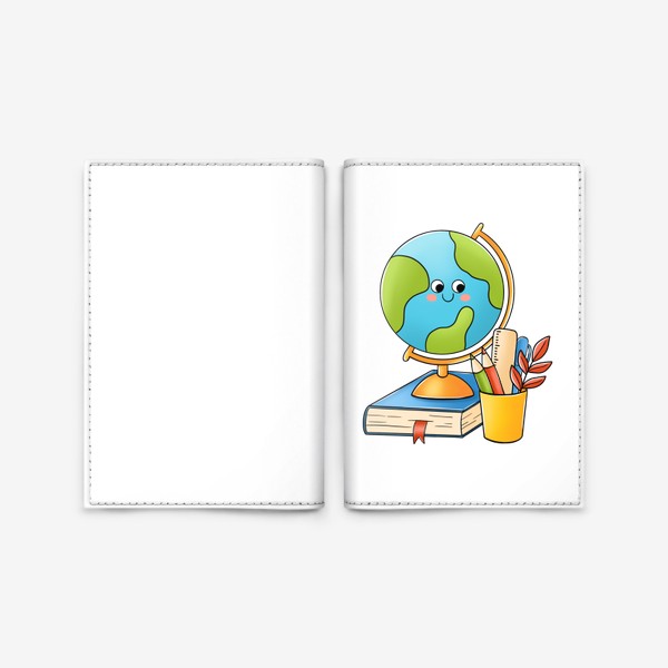 Обложка для паспорта «Глобус и книга (1 сентября, школа, осень)»