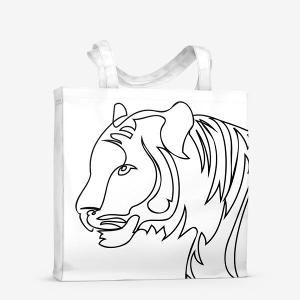 Сумка-шоппер «Портрет тигра в профиль лайн арт стиль»