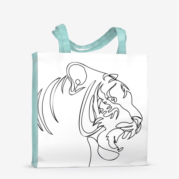 Сумка-шоппер «Оскал тигра в профиль лайн арт стиль»