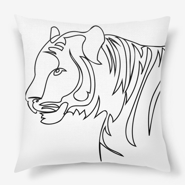 Подушка «Портрет тигра в профиль лайн арт стиль»