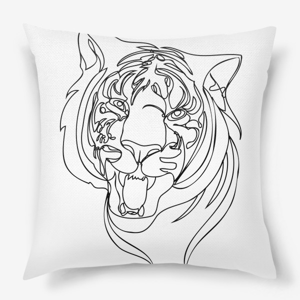 Подушка «Портрет тигра лайн арт стиль»