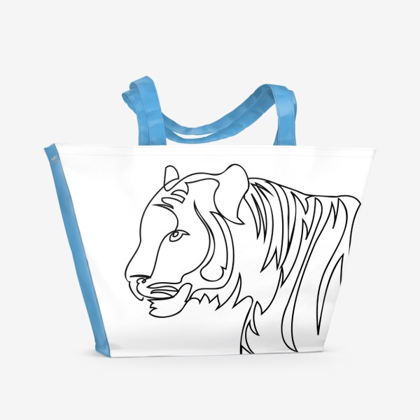 Пляжная сумка &laquo;Портрет тигра в профиль лайн арт стиль&raquo;
