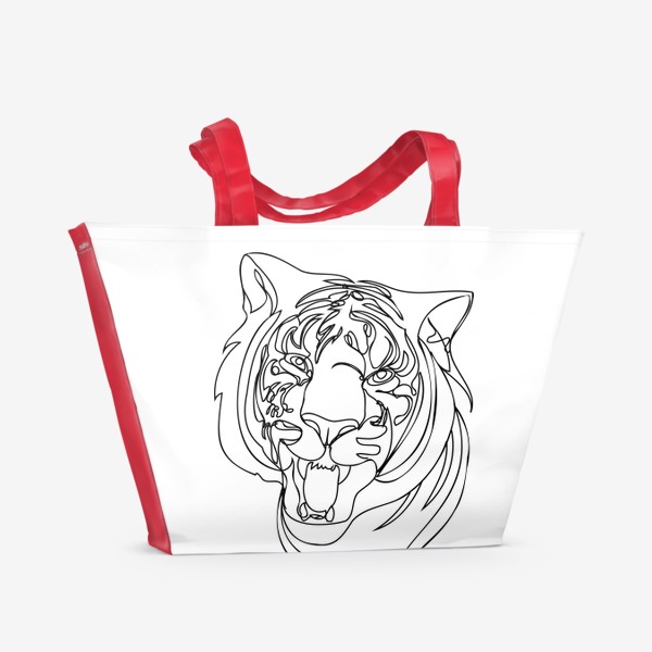 Пляжная сумка «Портрет тигра лайн арт стиль»