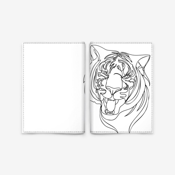 Обложка для паспорта «Портрет тигра лайн арт стиль»
