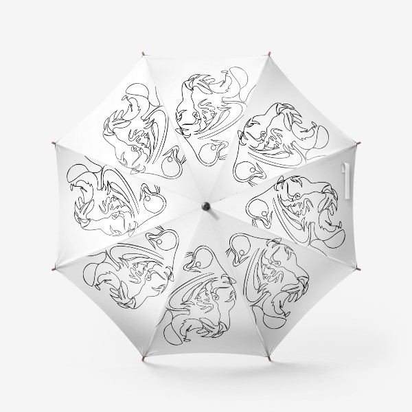 Зонт «Оскал тигра в профиль лайн арт стиль»