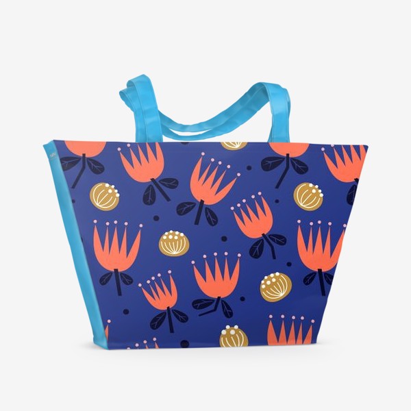 Пляжная сумка «Паттерн с декоративными цветами»