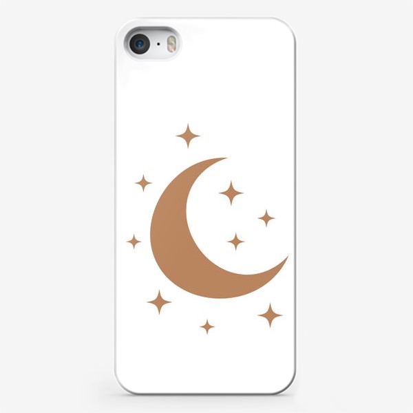 Чехол iPhone «Луна и звезды, минимализм, мистическое бохо»