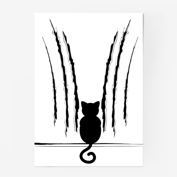 Постер &laquo;Черный кот и царапины&raquo;