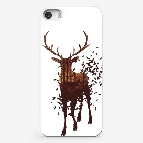 Чехол iPhone «Осенний олень с опавшими листьями»