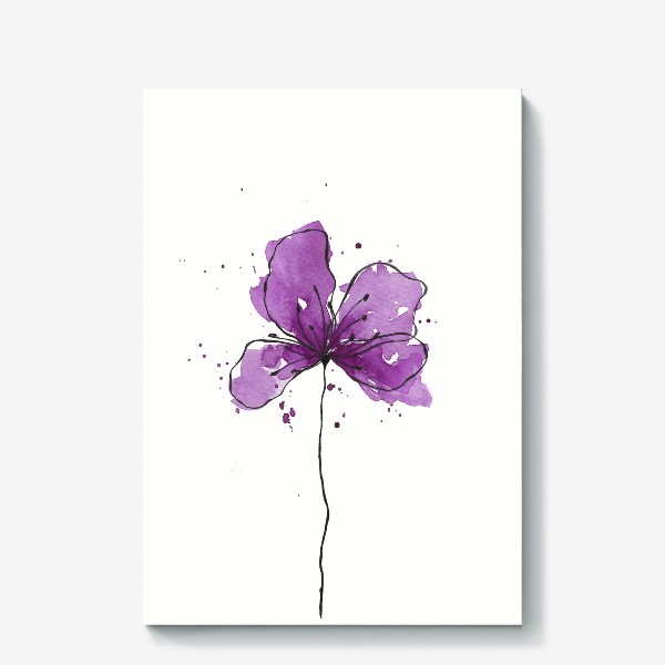 Холст «Фиолетовый цветок акварель»