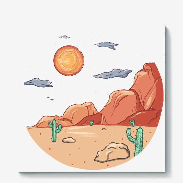 Холст «Пустыня с гипнотическим солнцем»