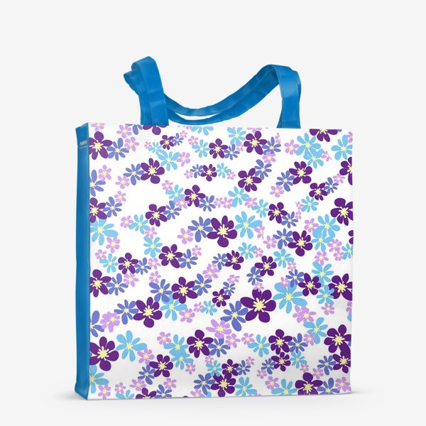 Сумка-шоппер «Переплетения из голубых, фиолетовых, синих цветов. Паттерн»