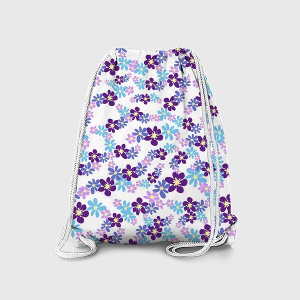 Рюкзак «Переплетения из голубых, фиолетовых, синих цветов. Паттерн»
