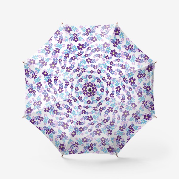 Зонт «Переплетения из голубых, фиолетовых, синих цветов. Паттерн»