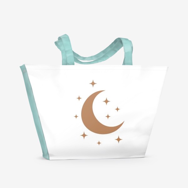 Пляжная сумка «Луна и звезды, минимализм, мистическое бохо»