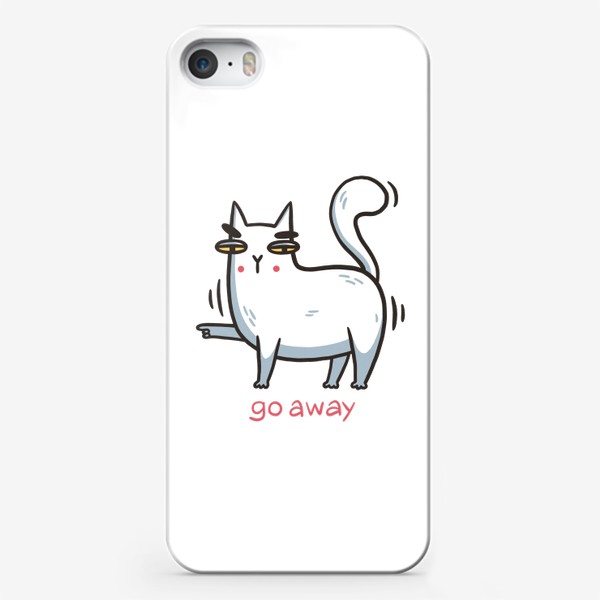 Чехол iPhone «Забавный белый кот. Go away»
