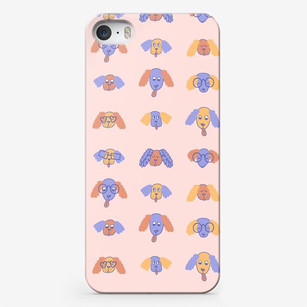 Чехол iPhone «Смешные спаниели, фиолетовый»