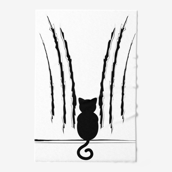 Полотенце «Черный кот и царапины»