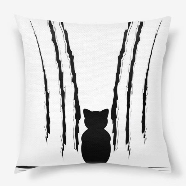 Подушка «Черный кот и царапины»