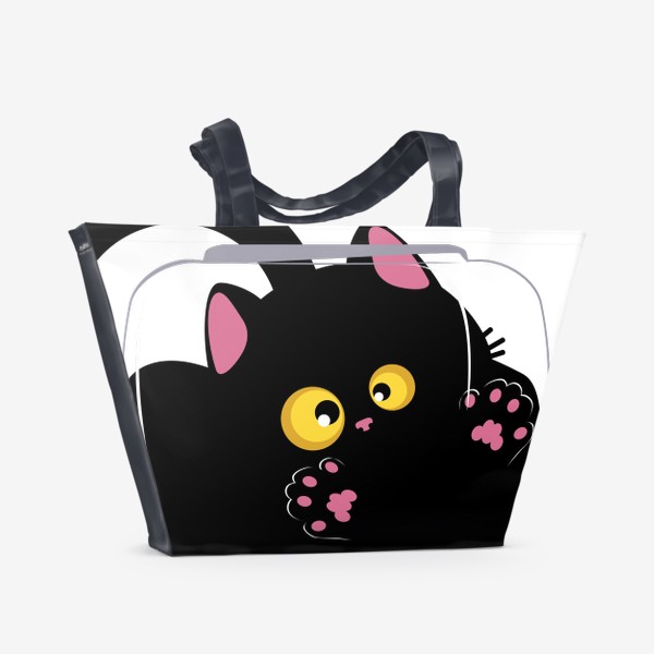 Пляжная сумка «Черный кот застрял в стеклянной банке»