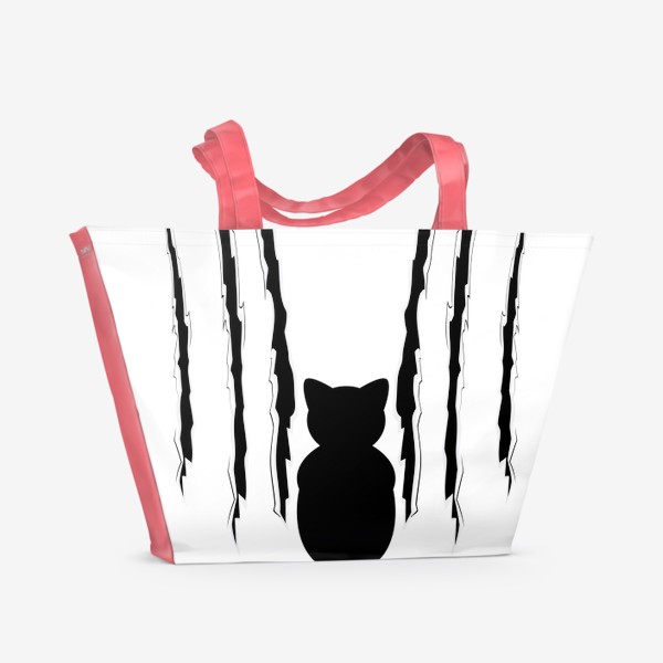 Пляжная сумка «Черный кот и царапины»