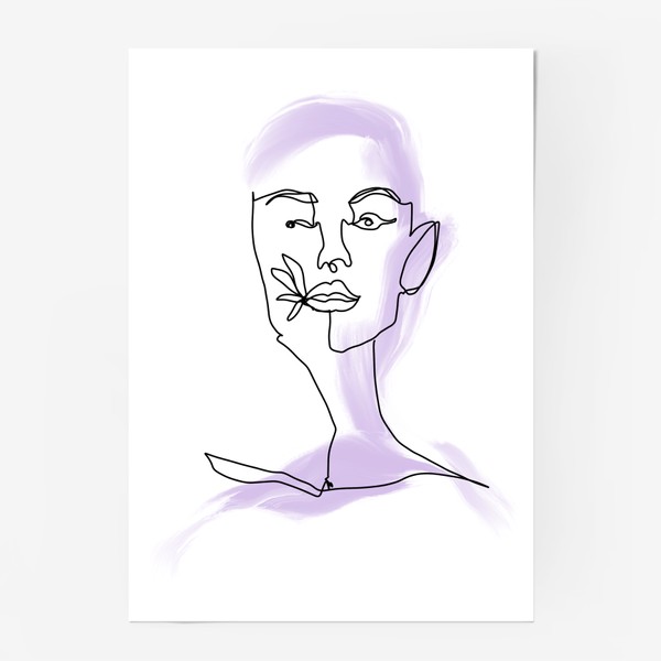 Постер «Абстрактный линейный портрет девушки. Трендовая иллюстрация»