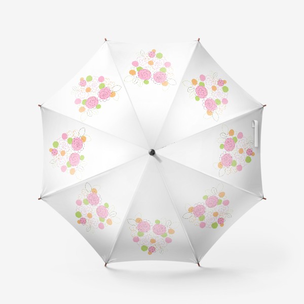 Зонт «Цветы. Принт в форме сердца с цветами.»