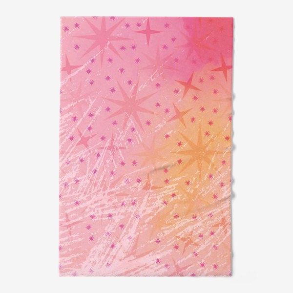 Полотенце «Розовый фон с россыпью звезд разного размера с использованием акварельного эффекта и текстуры»