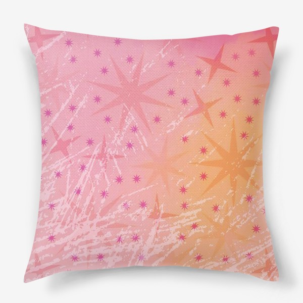 Подушка «Розовый фон с россыпью звезд разного размера с использованием акварельного эффекта и текстуры»
