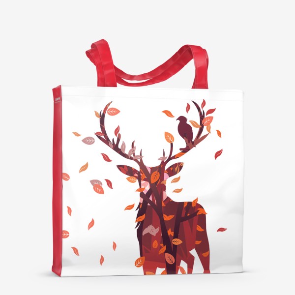 Сумка-шоппер «Осенний олень с птицей»
