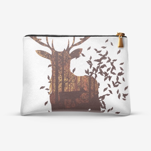 Косметичка «Осенний олень с опавшими листьями»