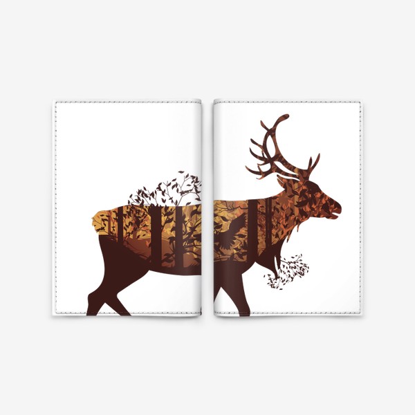 Обложка для паспорта «Олень и осенний лес»