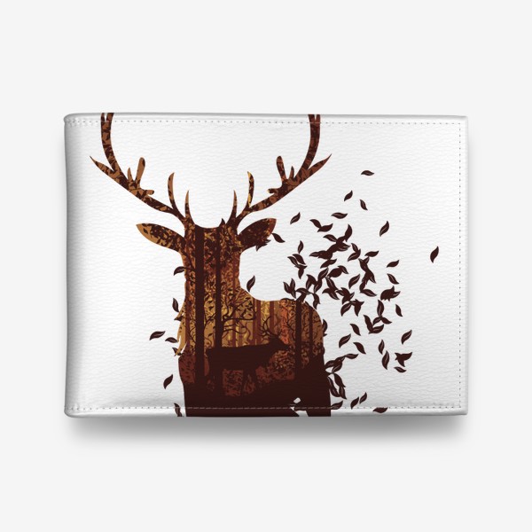 Кошелек «Осенний олень с опавшими листьями»