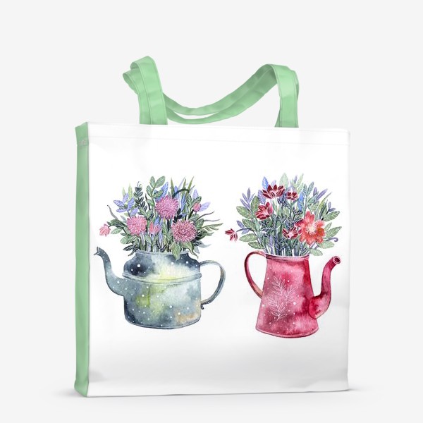 Сумка-шоппер «Цветы в чайниках»
