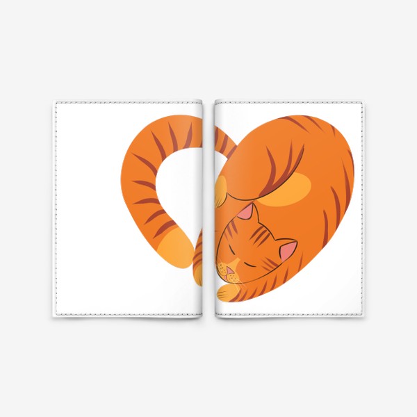 Обложка для паспорта «Рыжий кот-сердце»