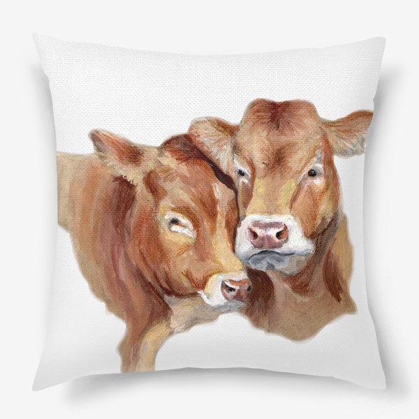 Подушка «Пара милых коров портрет»