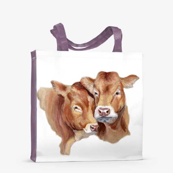 Сумка-шоппер «Пара милых коров портрет»