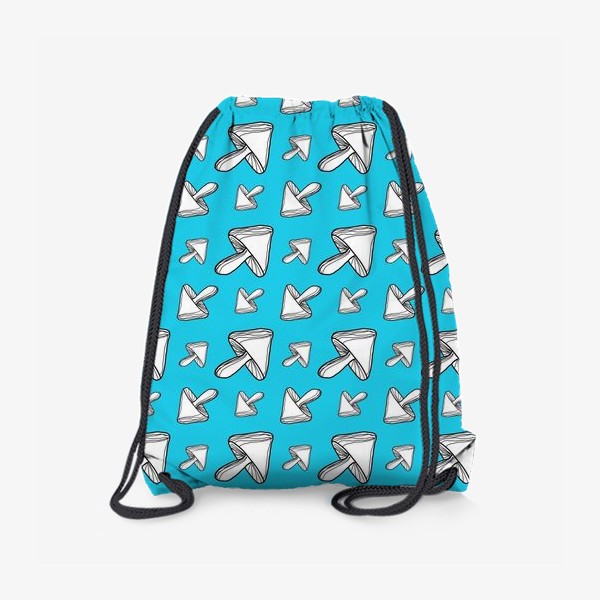 Рюкзак «Грибочки в стиле дудл на голубом фоне, паттерн»