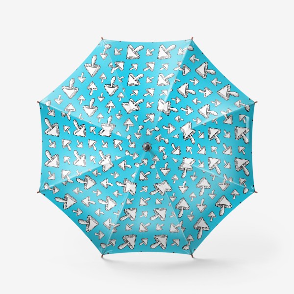 Зонт «Грибочки в стиле дудл на голубом фоне, паттерн»