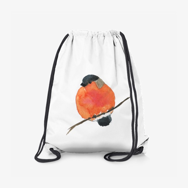 Рюкзак «Красный снегирь на ветке, акварельная птица»