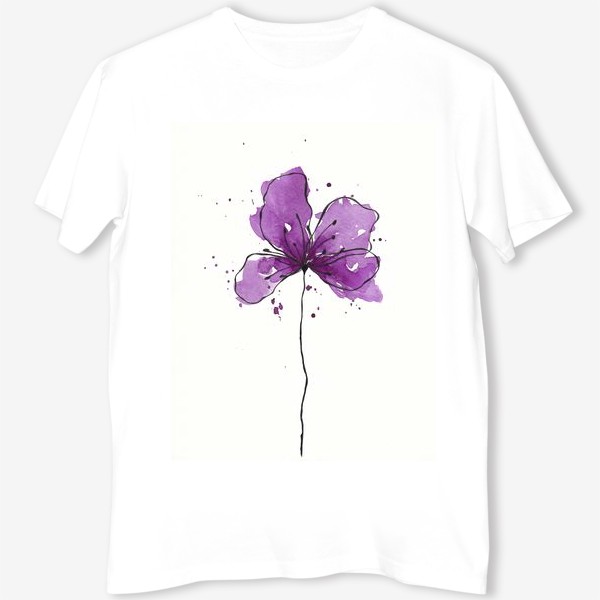 Футболка «Фиолетовый цветок акварель»