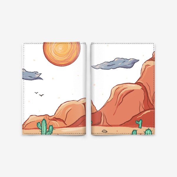 Обложка для паспорта «Пустыня с гипнотическим солнцем»