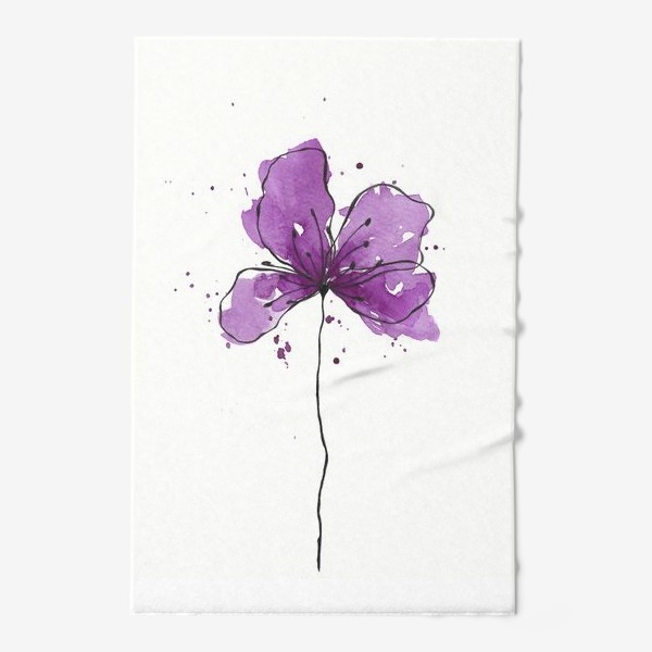 Полотенце &laquo;Фиолетовый цветок акварель&raquo;