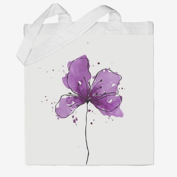 Сумка хб «Фиолетовый цветок акварель»