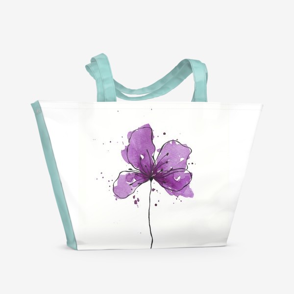 Пляжная сумка «Фиолетовый цветок акварель»