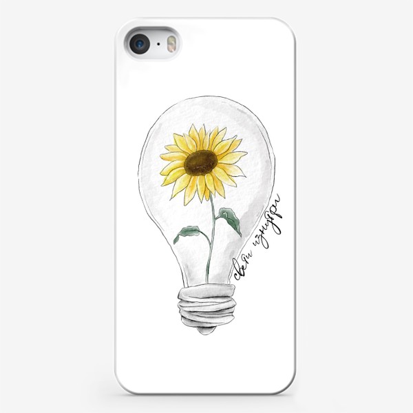 Чехол iPhone «Свети изнутри - Подсолнух в лампочке»