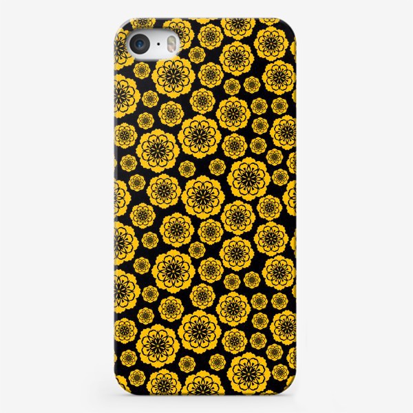 Чехол iPhone «Желтые цветы на черном»